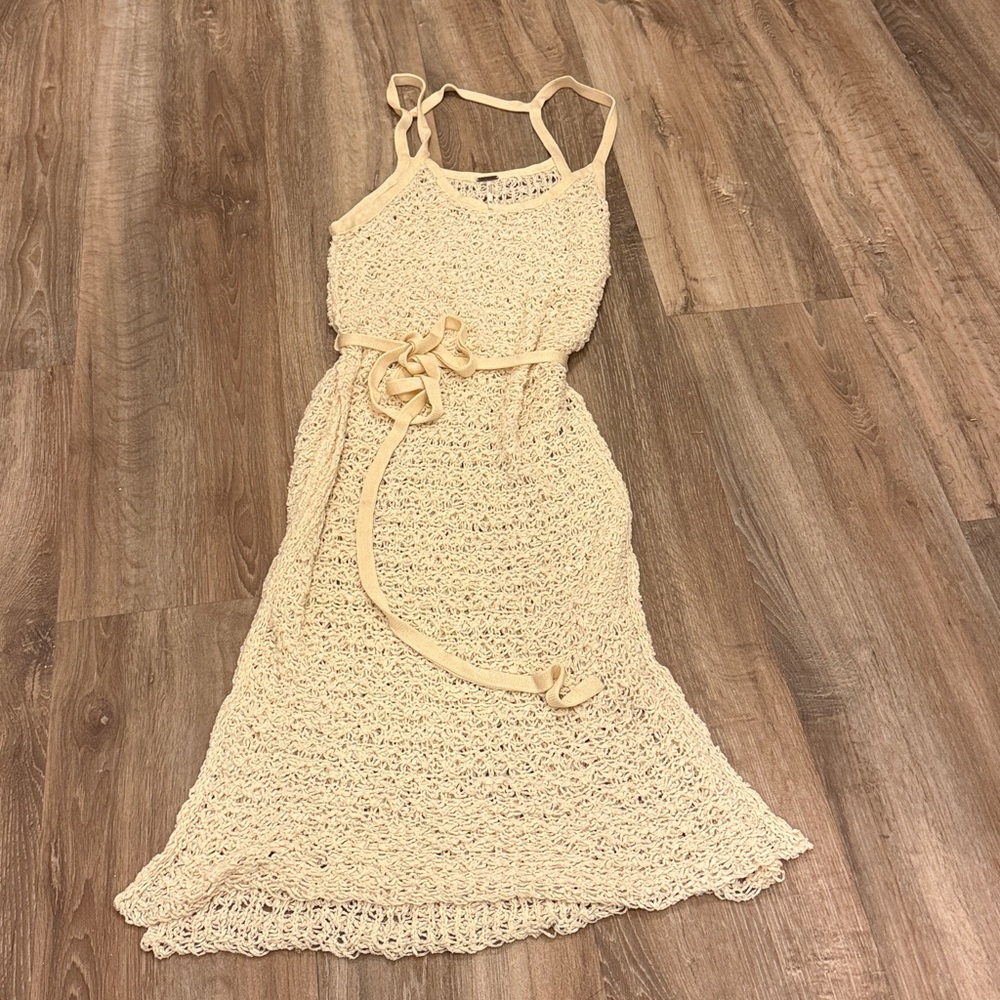 Freepeople Cream Knit Midi Cover Up Dress